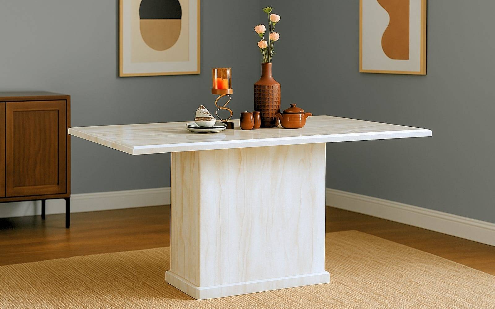 Royaloak Milan Italian Marble Dining Table Six Seater