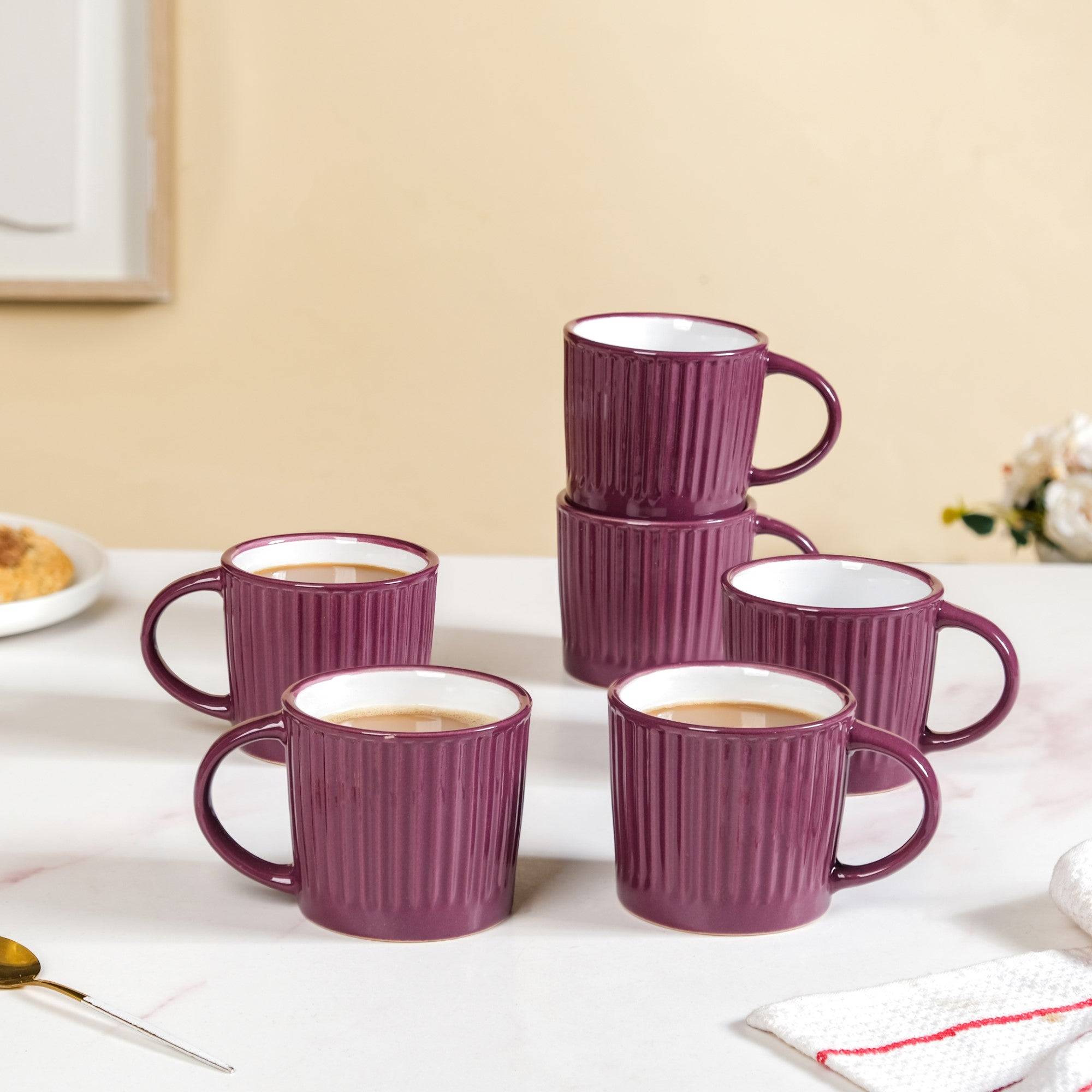 Cresta Ceramic Coffee Cup Set Of 6 Purple 300ml buy only at ₹1050