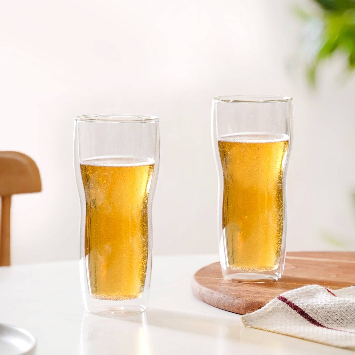 Lager Beer High Borosilicate Double Wall Glass Set Of 2 500ml buy only at ₹1290
