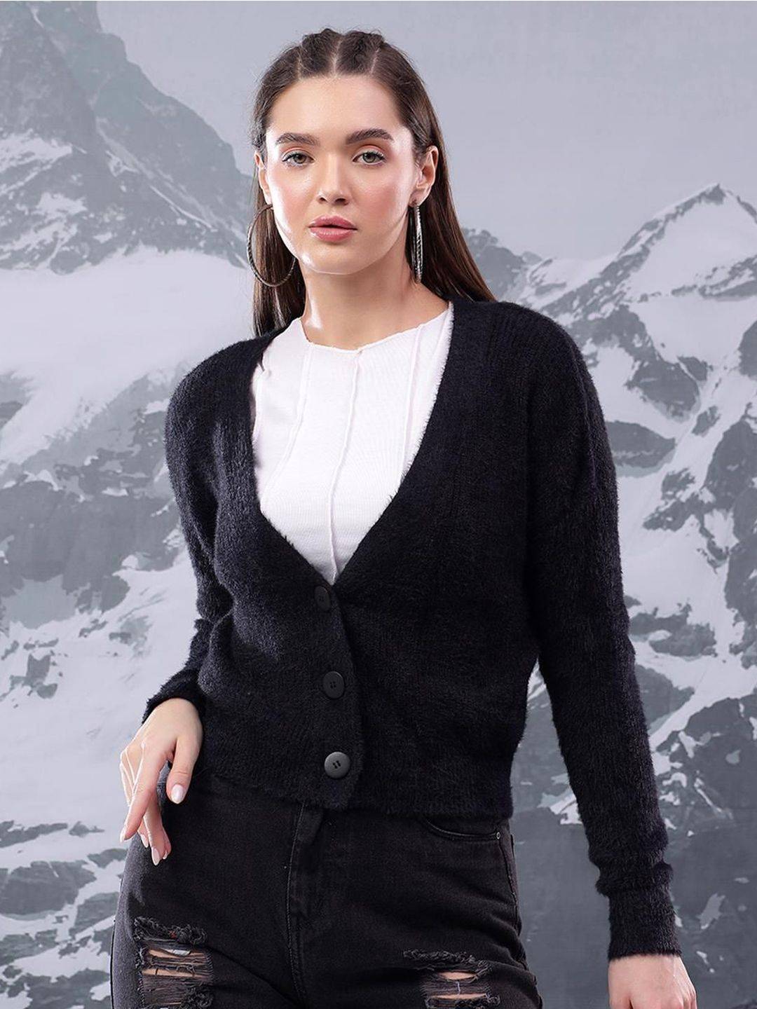 Kotty Women Ribbed V-Neck Sweaters