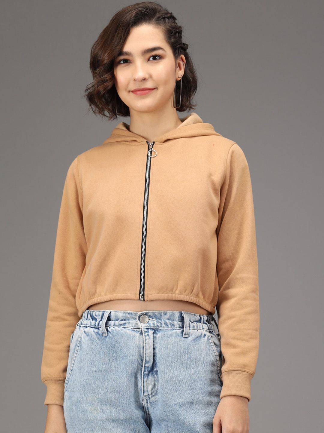 Kotty Women Beige Hooded Sweatshirt