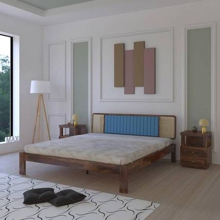 Boho Solid Wood King Size Non Storage Bed In Provincial Teak Finish