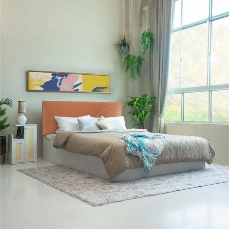 Tada Engineered Wood Queen Size Bed In White Finish