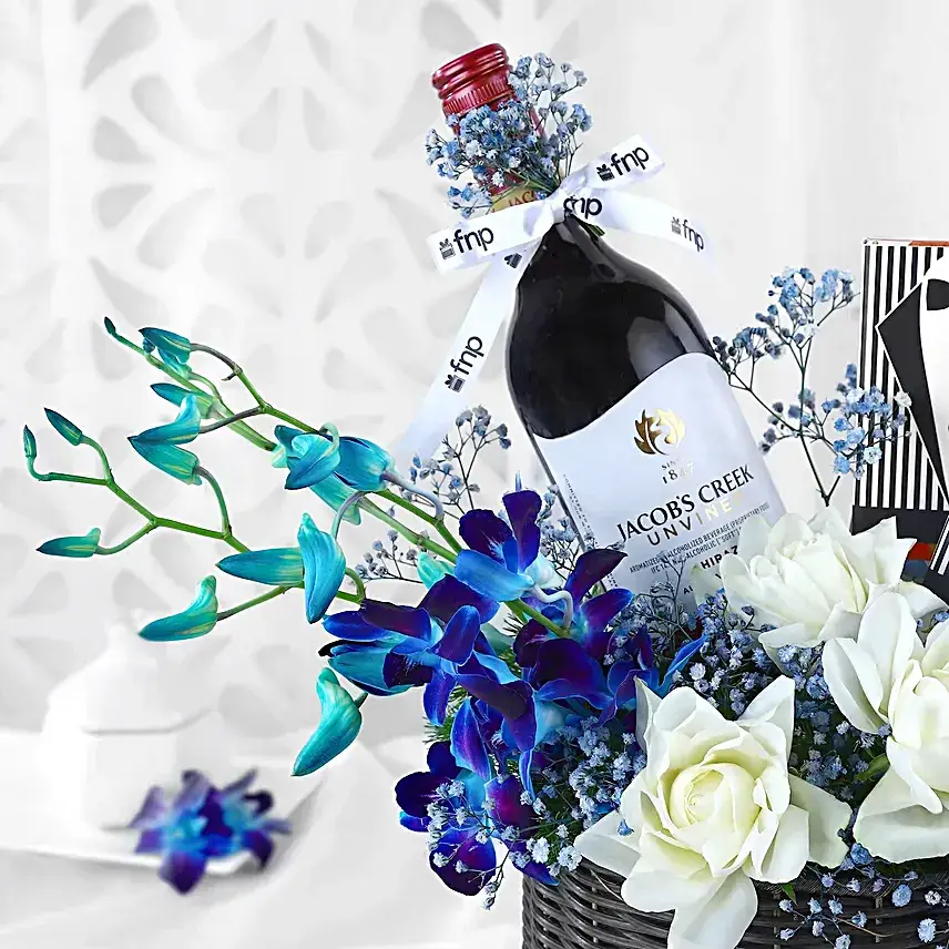 Elegant Orchid and Rose Basket