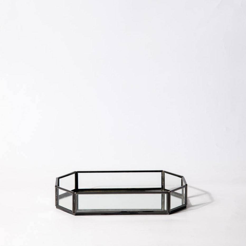 Octagon Glass Tray Medium - Gunmetal