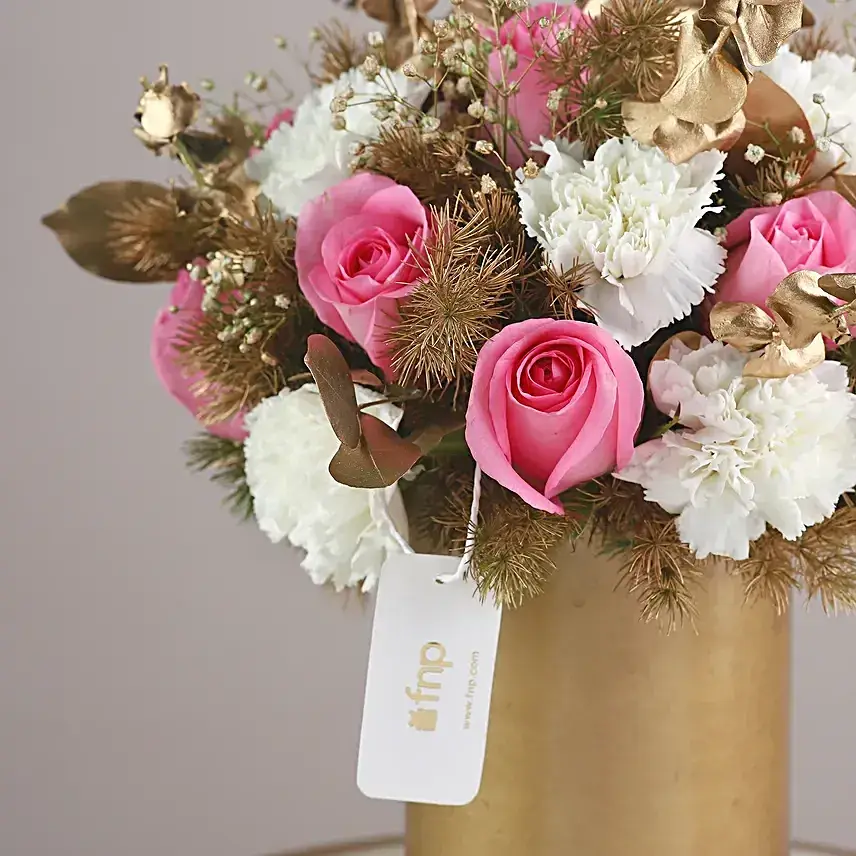 Exotic Carnations & Light Pink Roses Vase