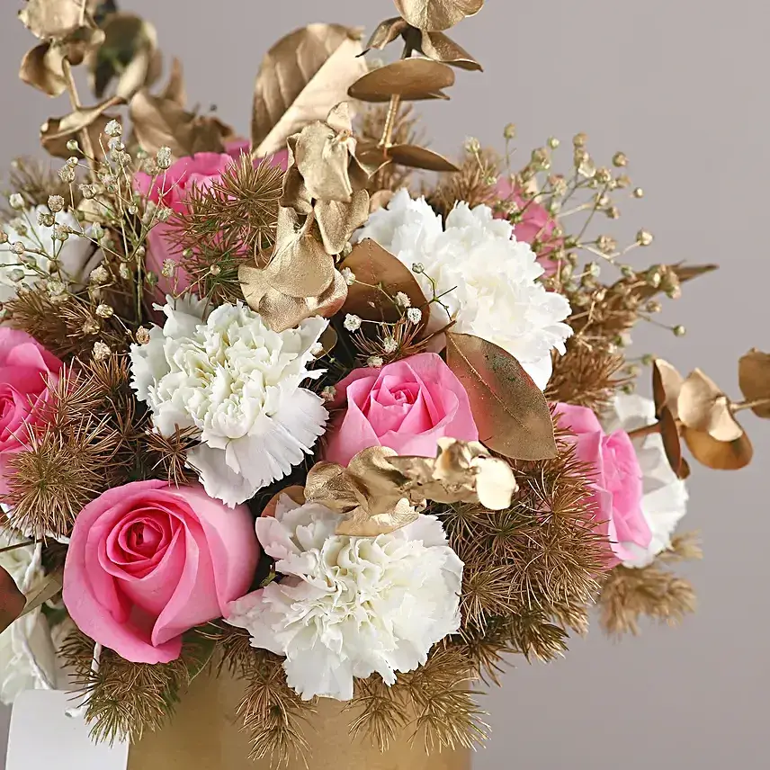 Exotic Carnations & Light Pink Roses Vase