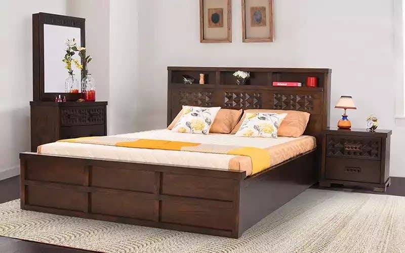 Royaloak Boston American Wooden Queen Bed With Storage