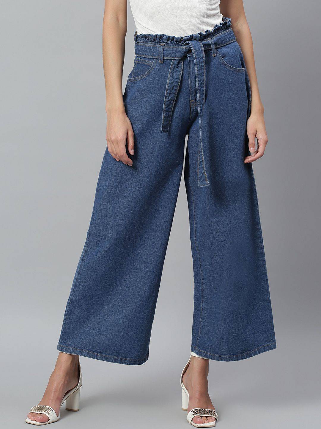 Kotty Women Blue Flared High-Rise Clean Look Stretchable Jeans