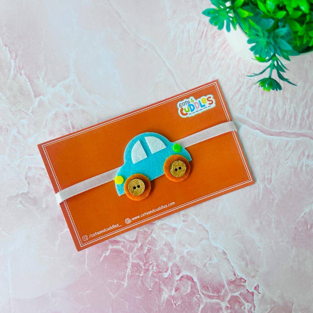 VroomFelt Delight: Handmade Car Design Rakhi in Soft Felt for Kids Buy @ ₹199