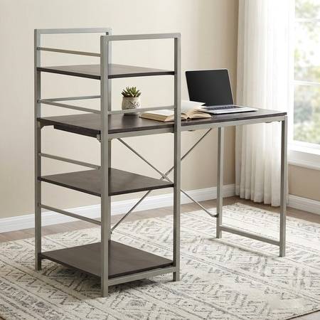 Kerdley Sheesham Wood with Metal Frame Study Computer Table In Dark Mahagony Finish