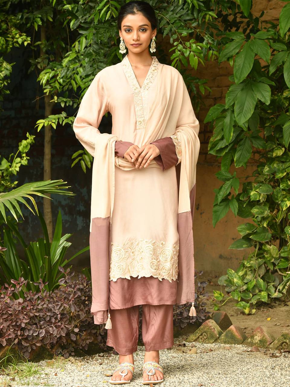 Faeezah Chic Brown Pakistani-Style Suit Set Buy @ ₹2723