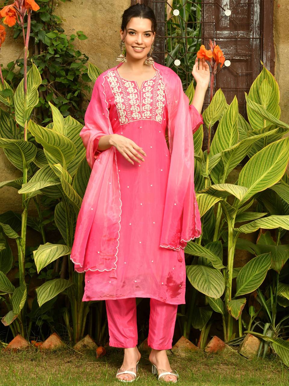 Faeezah Elegant Pink Suit Style Set Buy @ ₹1500
