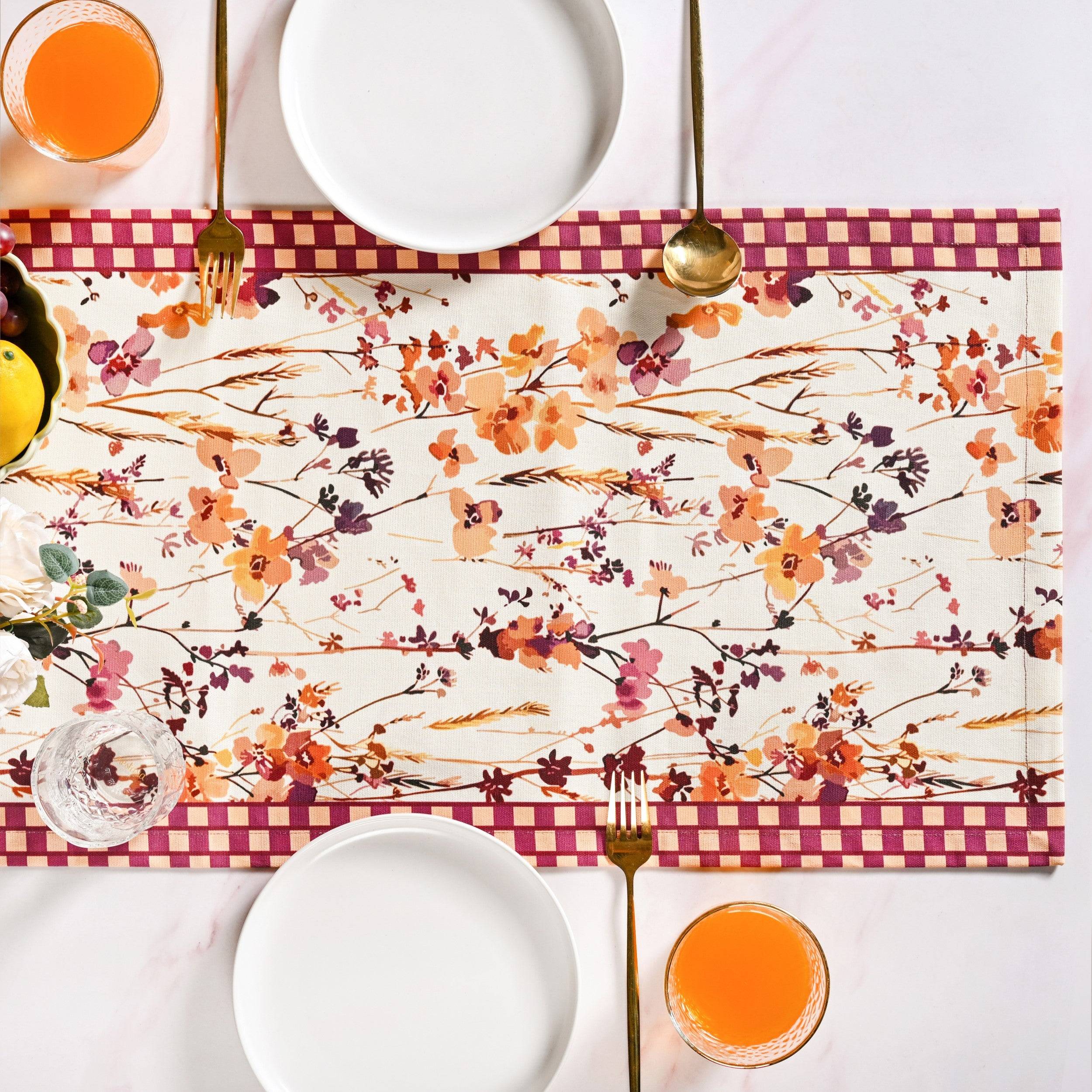 Checkered Border 6 Seater Runner 185x35cm