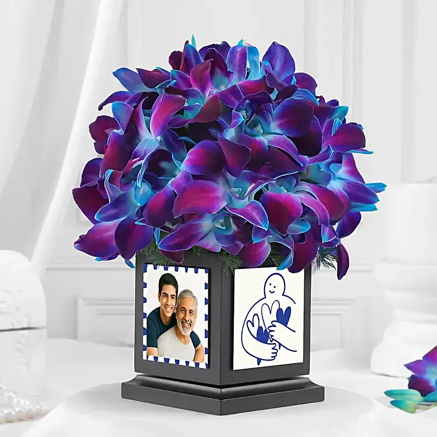 Blue Orchid N Green Foliage Desk Display