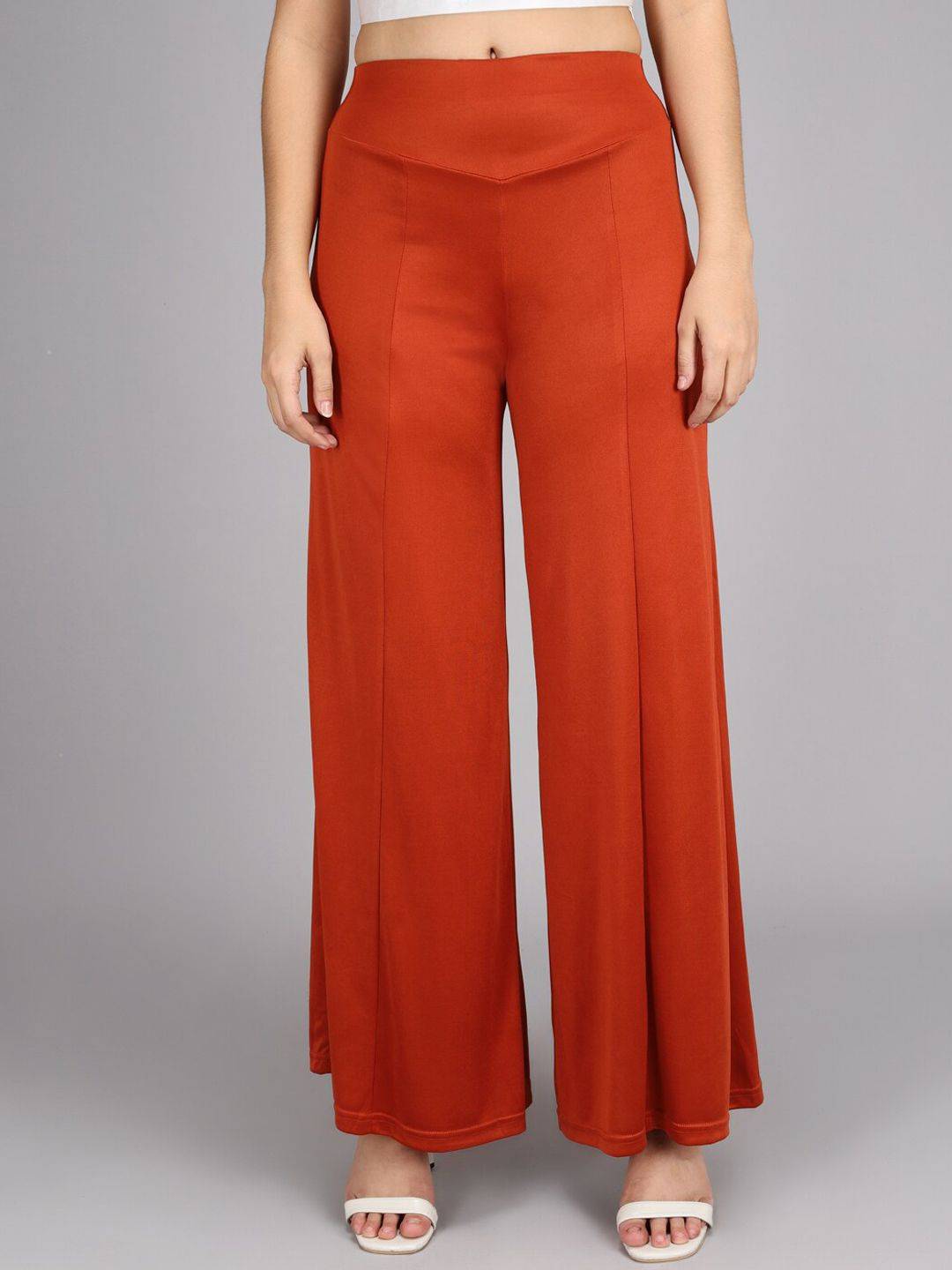 Kotty Women Maroon Flared High-Rise Parallel Trousers