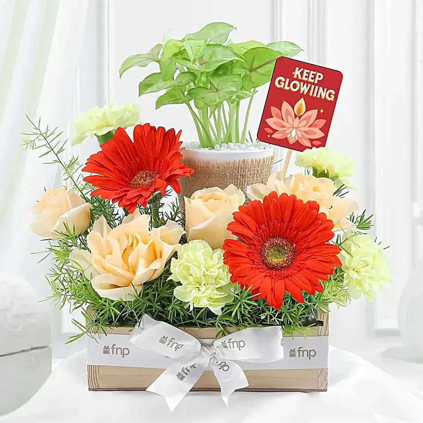 Festive Blooms n Golden Greens Hamper