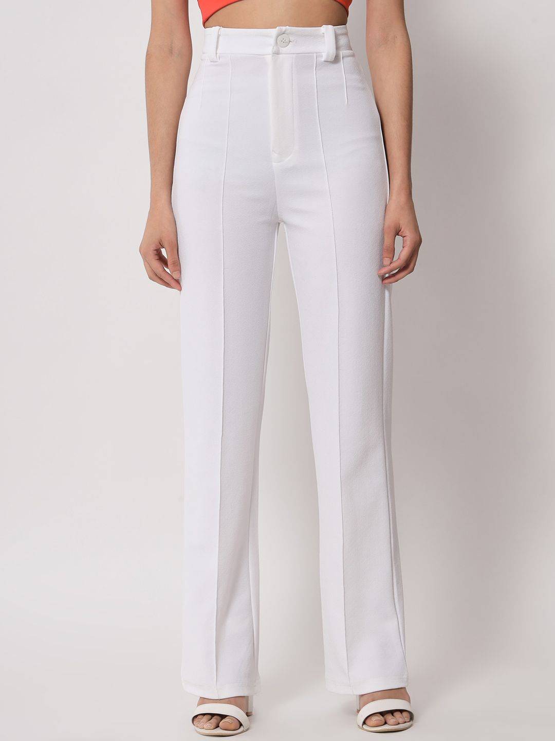 KOTTY BIZwear Women Relaxed Straight Leg Straight Fit High-Rise Easy Wash Trousers