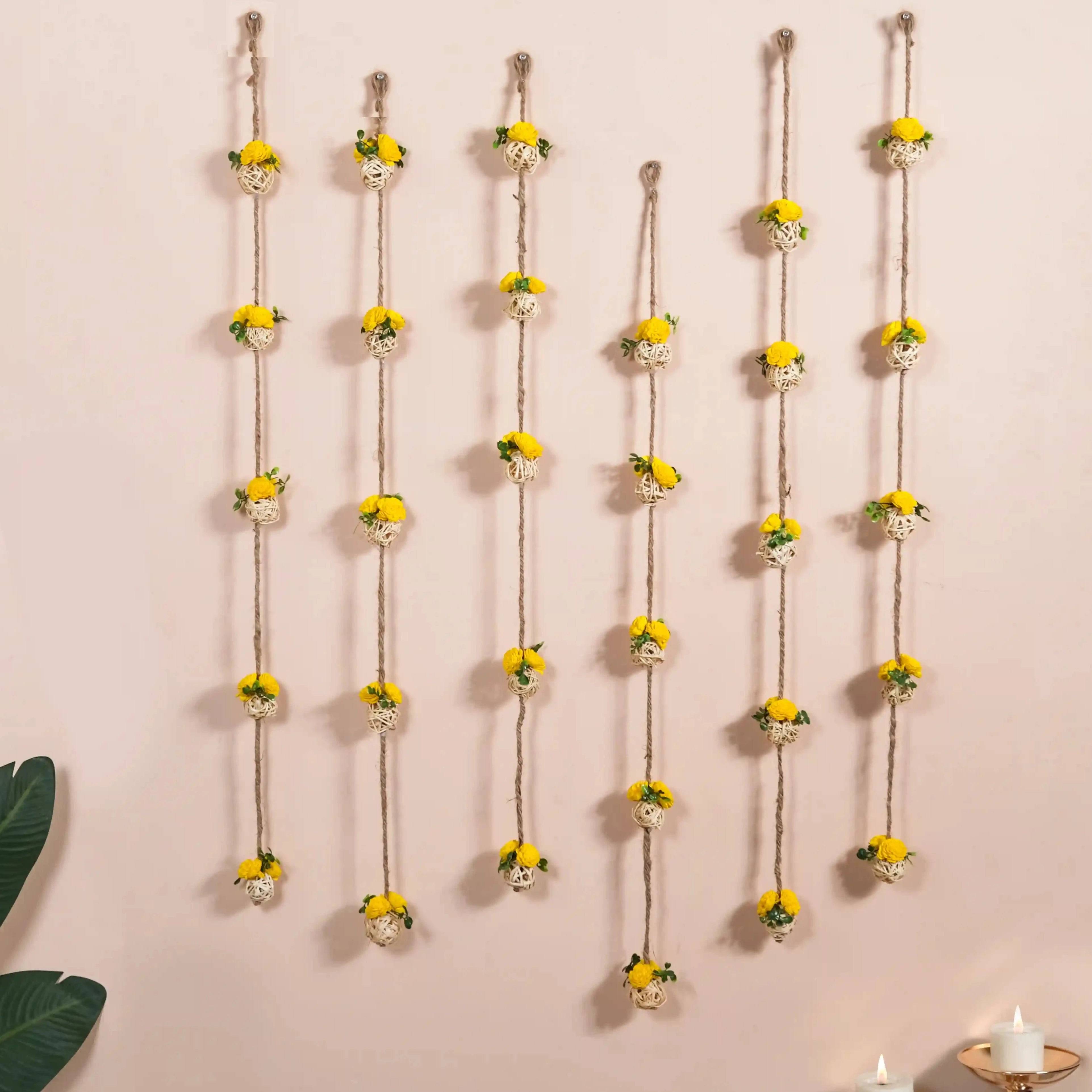 All Natural Decorative Flower Wall Hanging Set Of 6