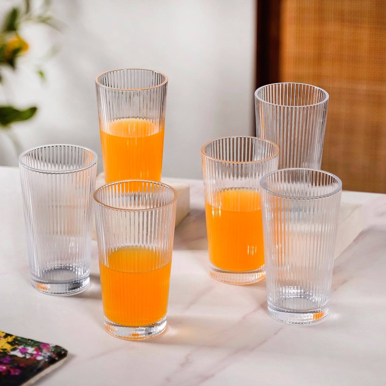 Set Of 6 Fluted Tall Glass Tumbler 300ml buy only at ₹950