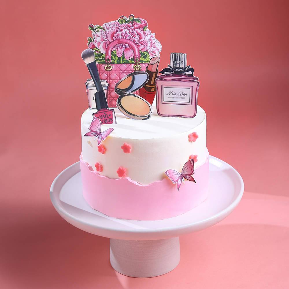 Frosted Glam Makeup Cake