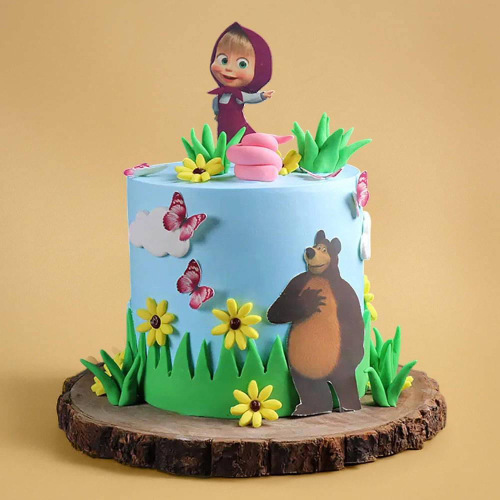 Peppy Masha n Bear Theme Cake