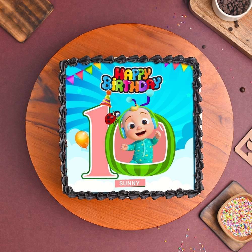 Cocomelon Theme Birthday Cake