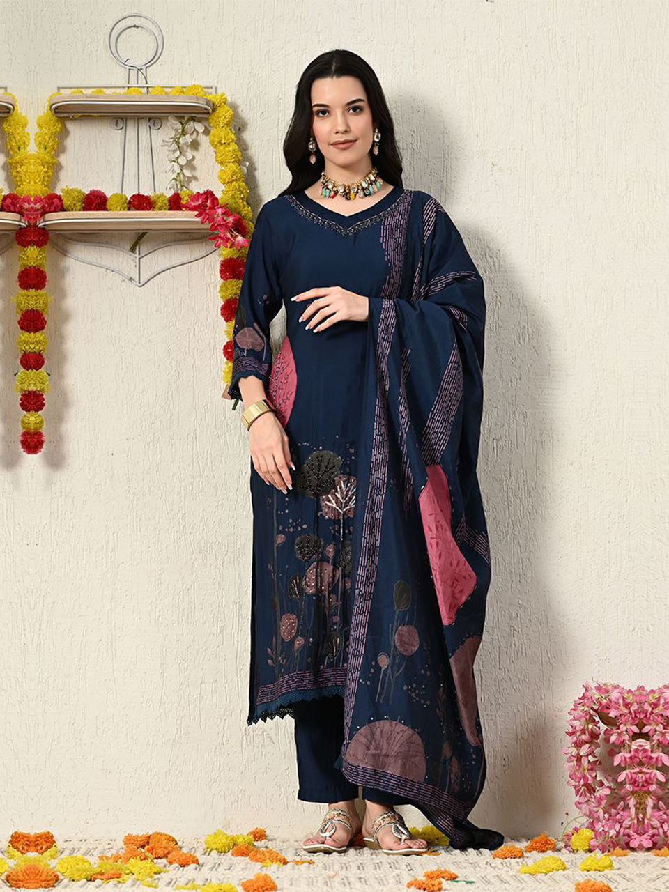 Faeezah Blue Pearl-Embellished Silk Suit Buy @ ₹2205