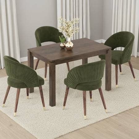 Atlas Solid Wood 4 Seater Dining Table With Celia Dining Chairs