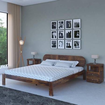 Woodwhiz Solid Wood King Size Non Storage Bed In Provincial Teak Finish