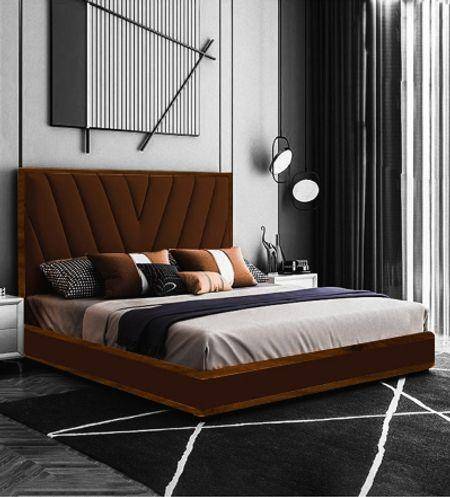 Vincent Engineered Wood Queen Size Non Storage Bed In Honey Oak Finish