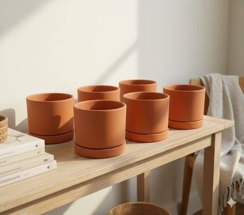 Set of 06 - 4 inch Navya Maati Pot - Functional & Elegant