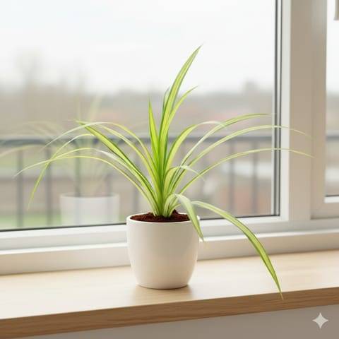 Pandanus / Screwpine in 6 Inch Classy White Cup Ceramic Pot