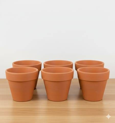 Set of 06 - 2.5 inch Dhara Maati Pot - Handcrafted Minimal Rustic Charm