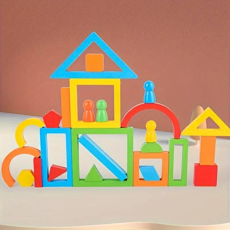Wooden Geometric Building Blocks Puzzle for Kids Buy @ ₹999