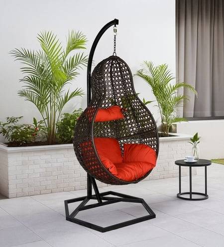 Jungfrau Wicker Swing In Brown And Black Color