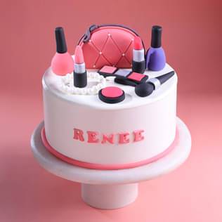 Glamour Makeup Theme Cake