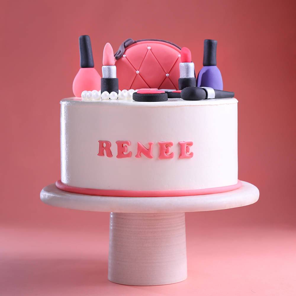 Glamour Makeup Theme Cake