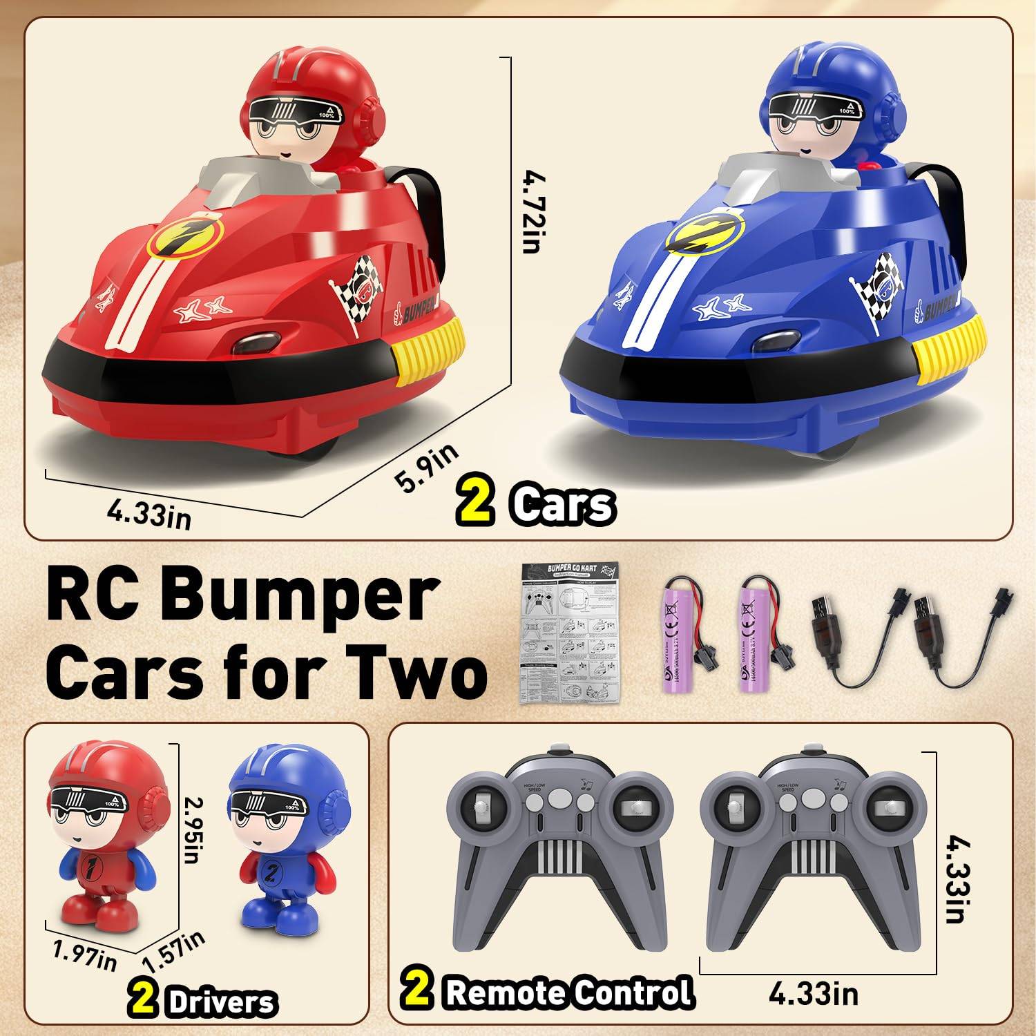 2-Player RC Bumper Cars with Ejecting Drivers for Kids Buy @ ₹2499