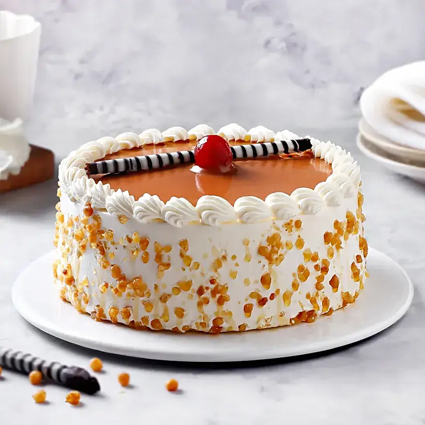 Golden Butterscotch Eggless Cake