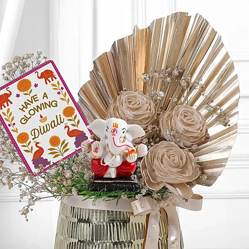Golden Diwali Floral Arrangement