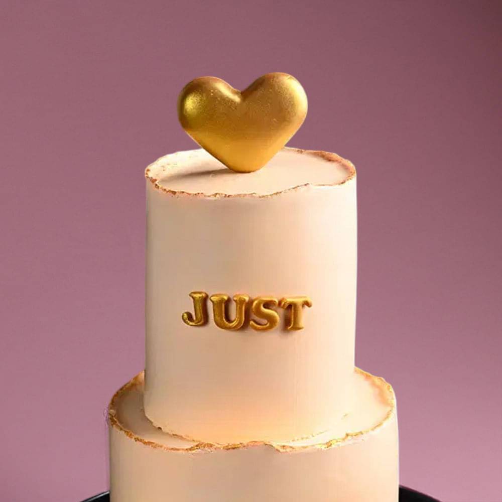 Golden Engagement Celebration Cake