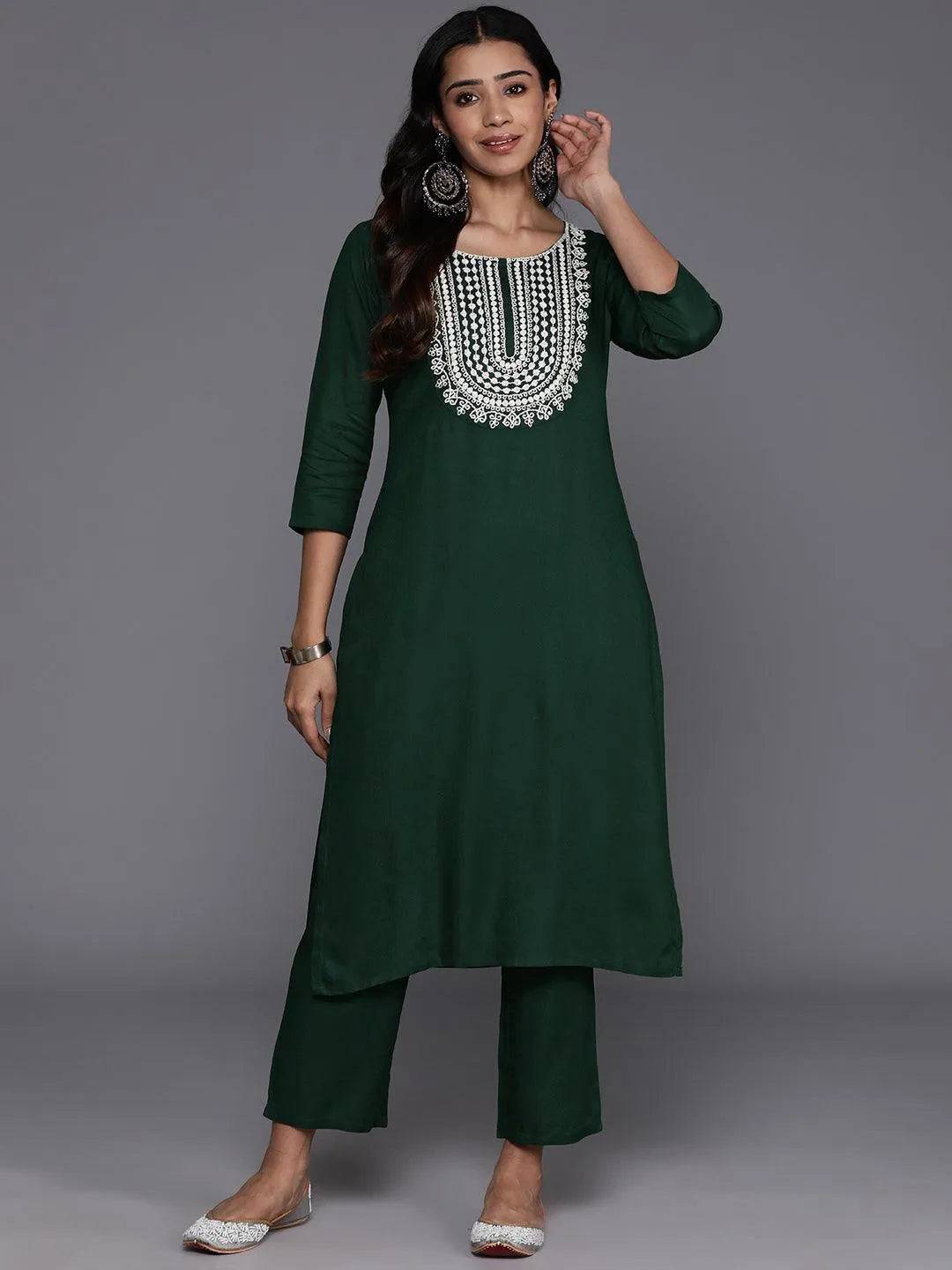 Green Yoke Design Wool Blend Straight K... Buy only at ₹2999