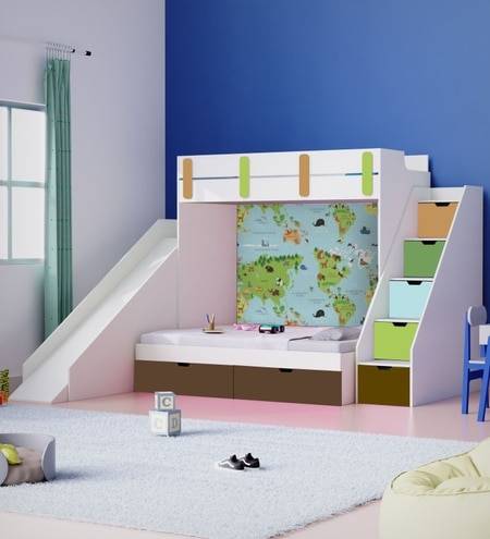 Sleep N SlideBunk Bed 6X5 Drawers On Wheels In Globe Colour60