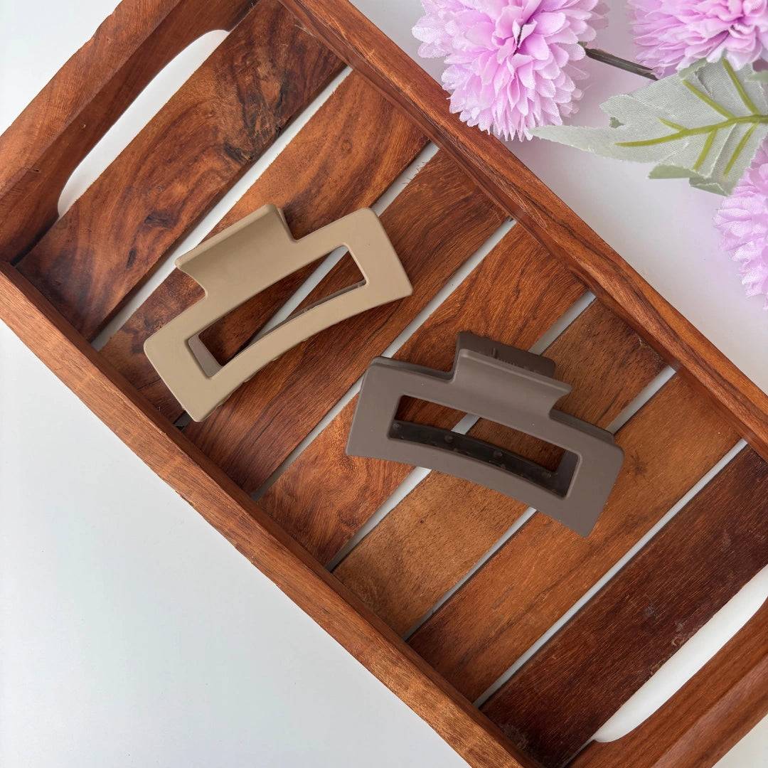 Rectangle Matte Finish Hair Claw - Pack of 2