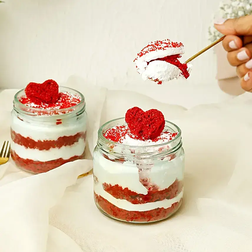 Heart Red Velvet Cake Jar Set of 2