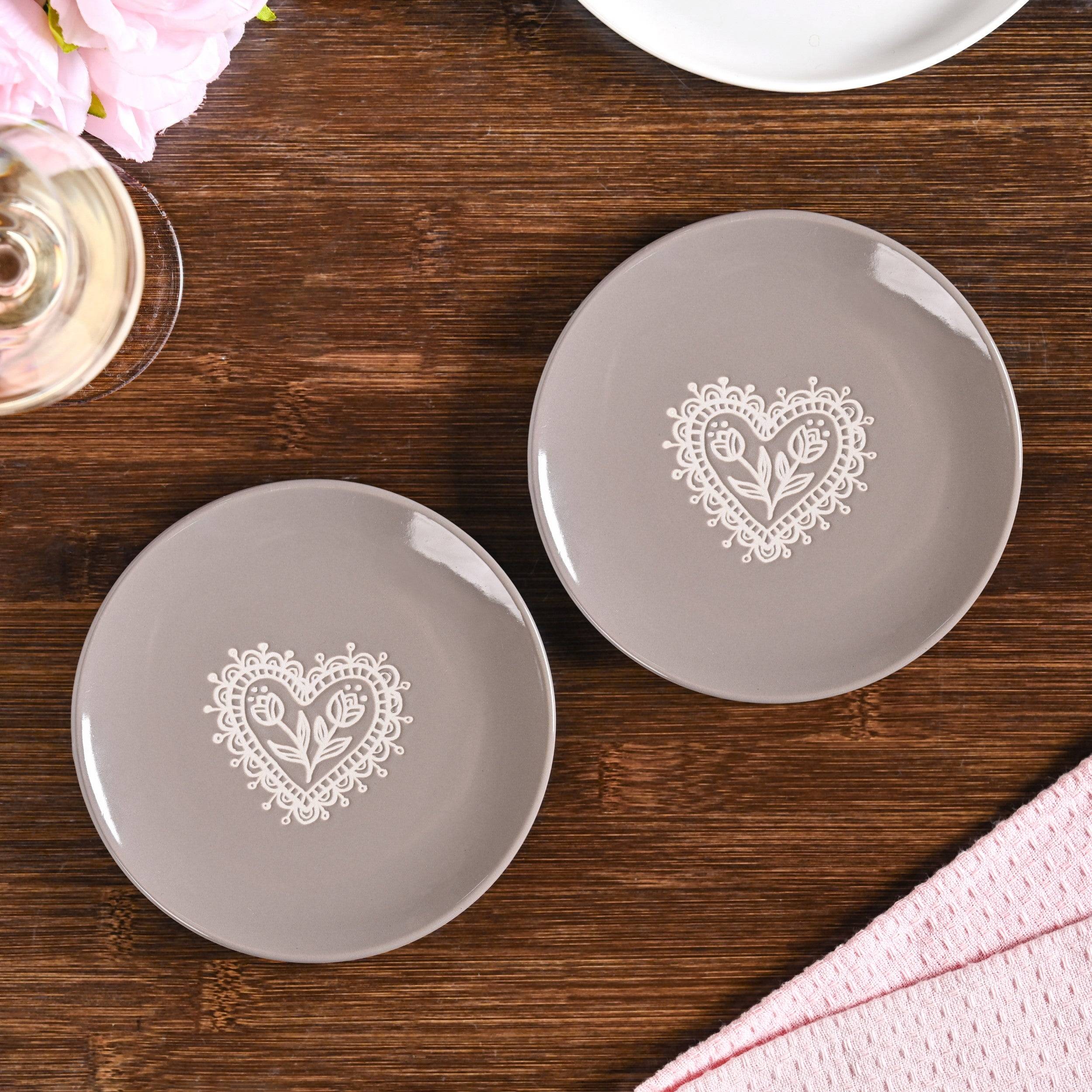 Hearty Ceramic Dessert Plate Taupe Grey Set Of 2 15cm buy only at ₹555