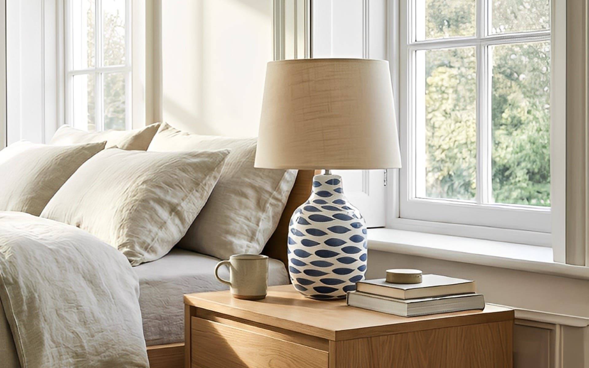 Royaloak Modern Ceramic Table Lamp - Blue Petal