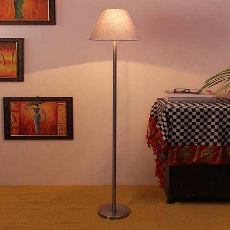 Deance Grey Cotton Shade Floor Lamp