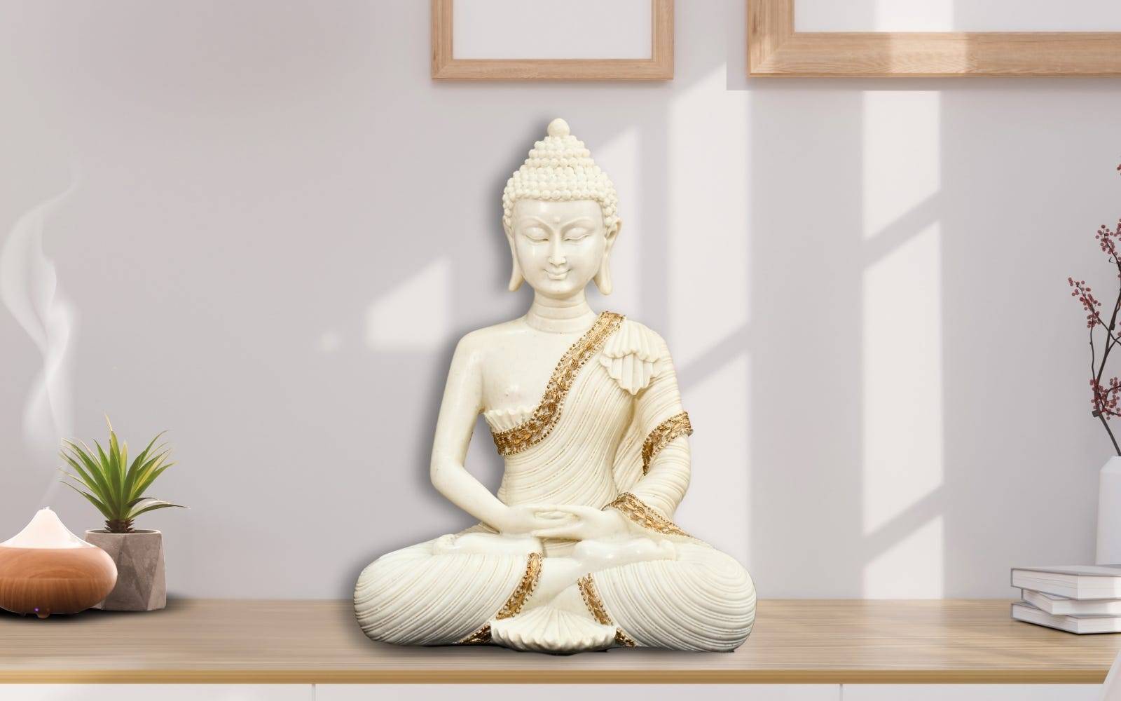 Royaloak Meditating Buddha - White